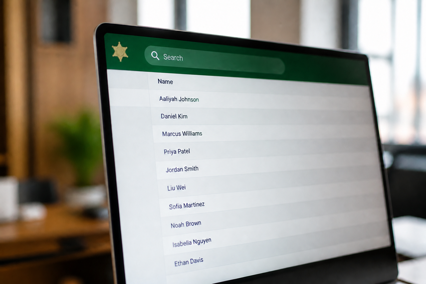 Computer Screen with Hunter Green Bar and Sheriff Logo-1