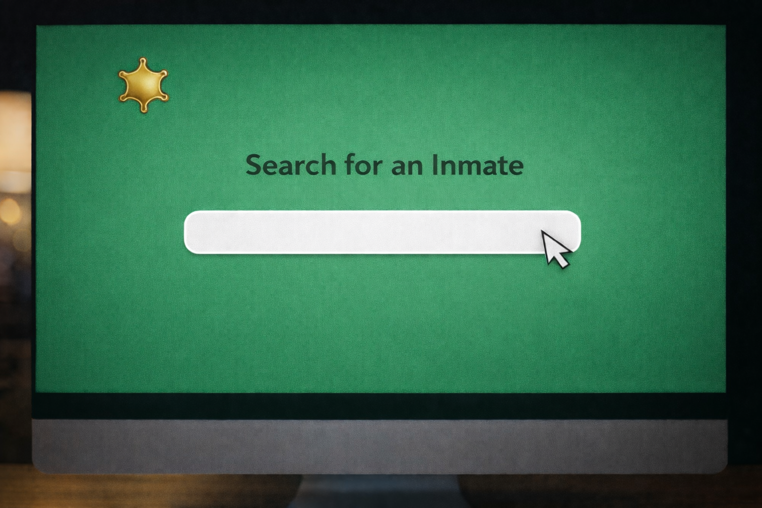 Sheriff Badge with Gold Inmate Search Text