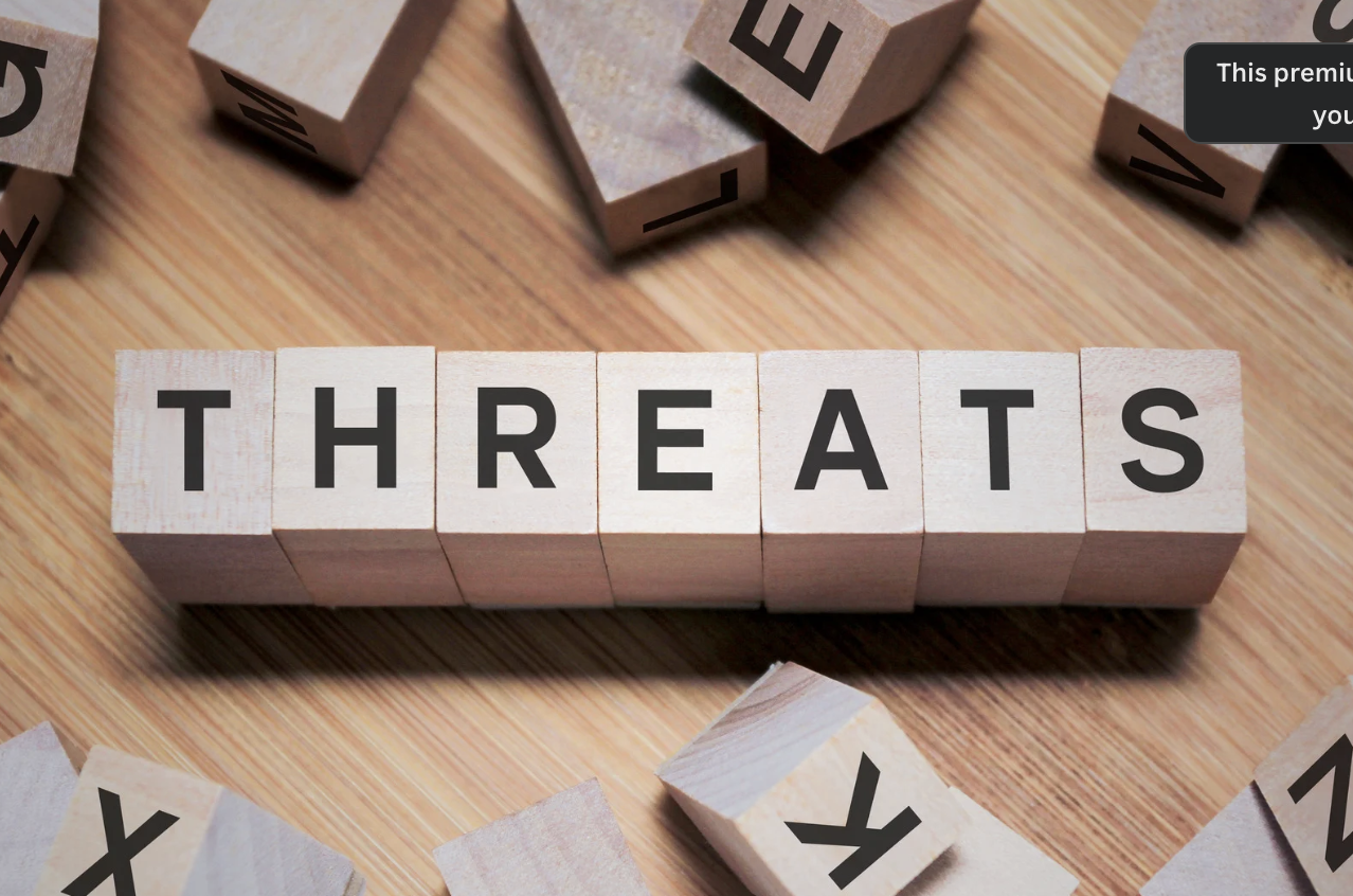 cubes with letters positioned together to spell 'Threat
