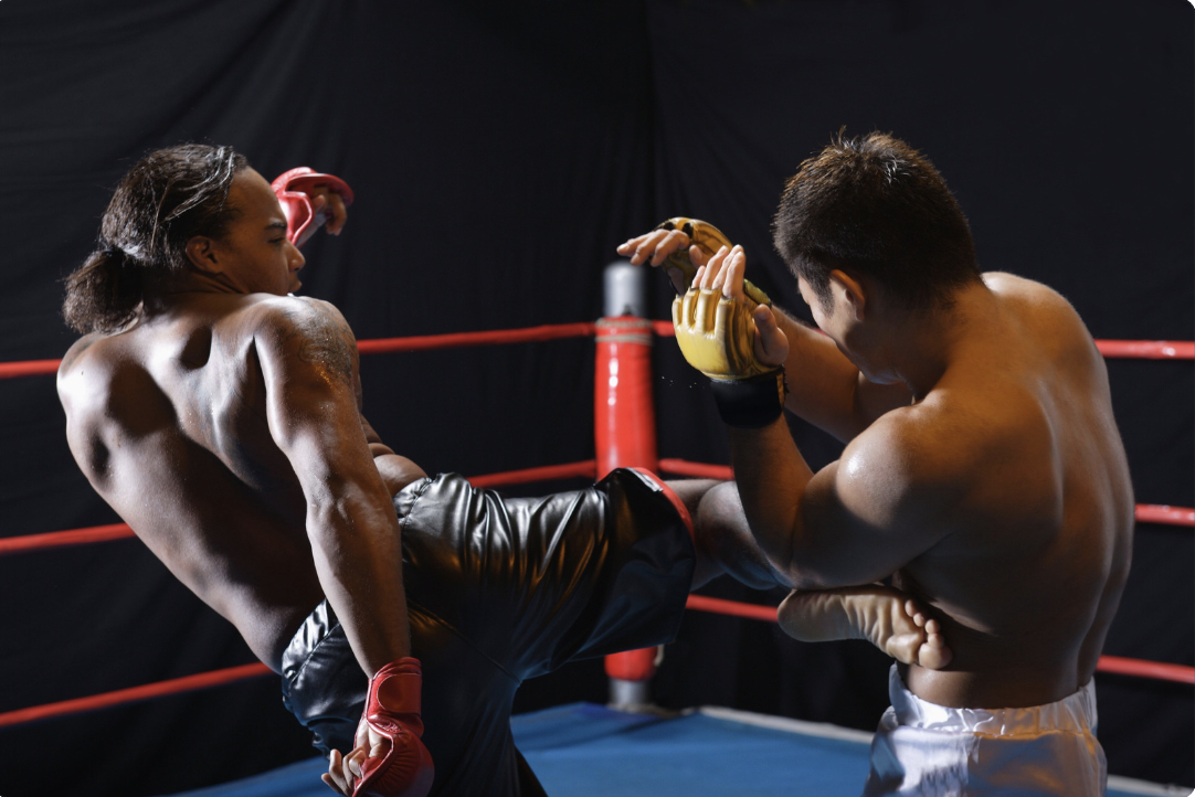 Two boxers fighting 
