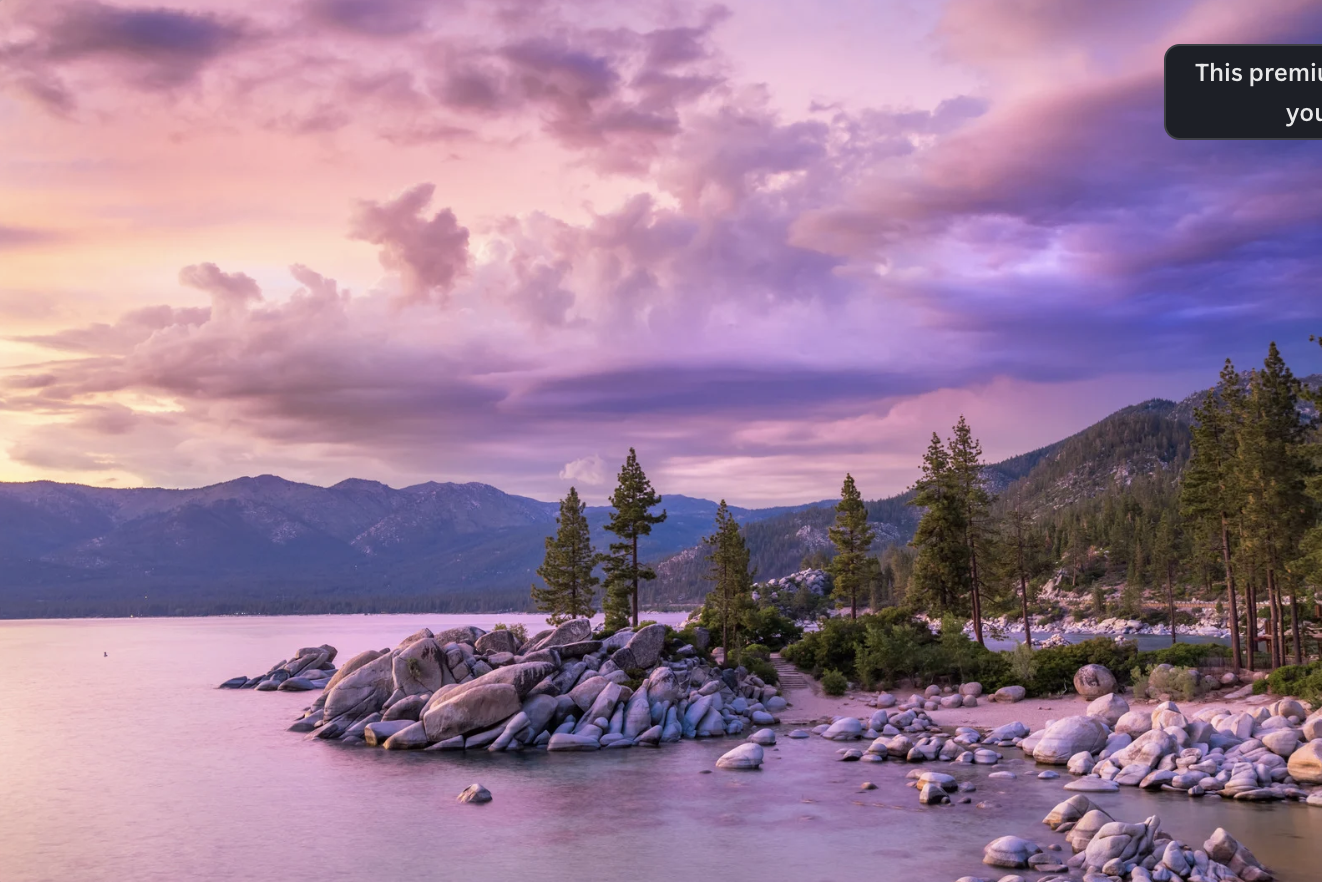 a sunset view of Lake Tahoe 