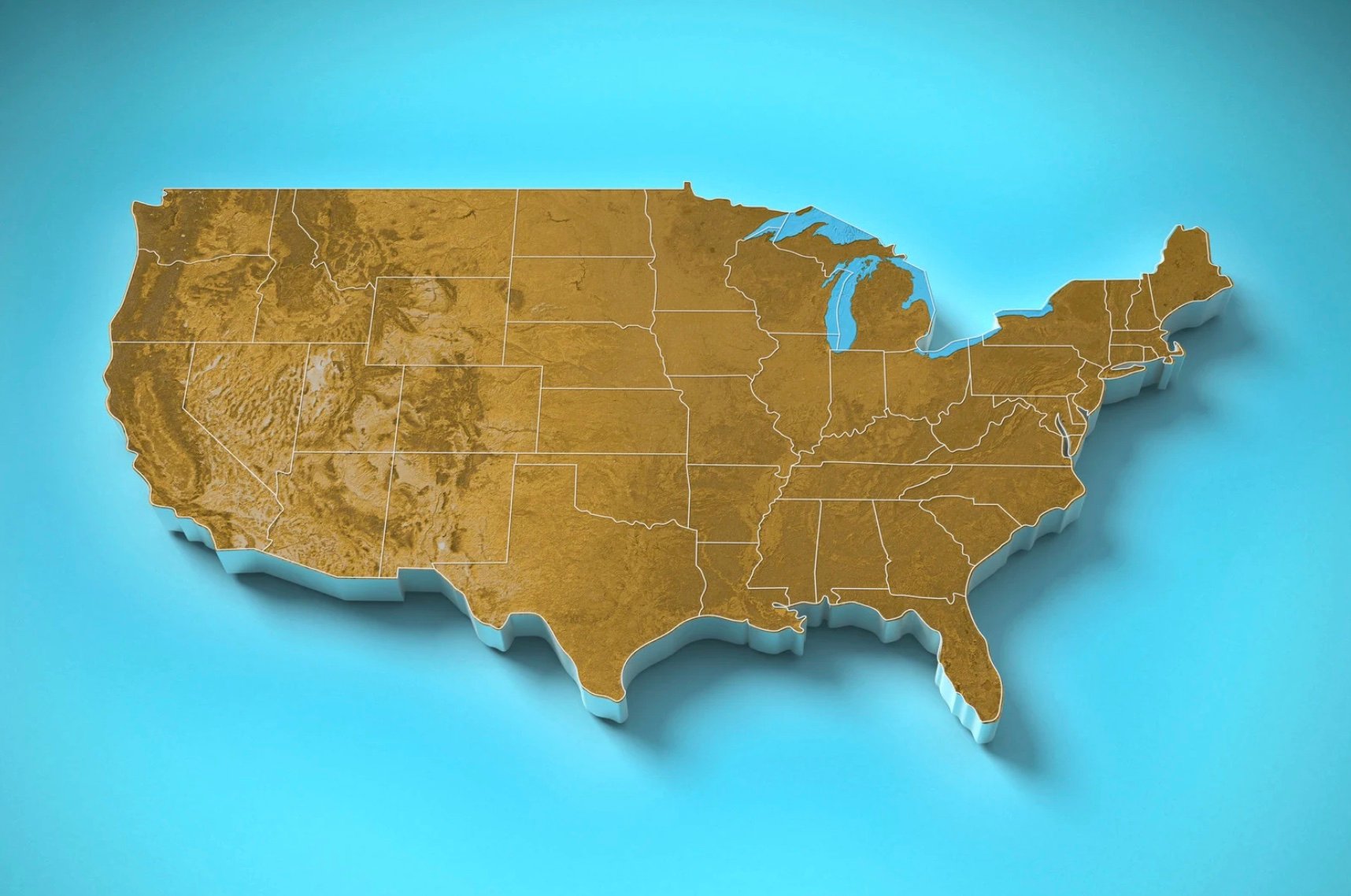 a topographic lay out of the United States of america 