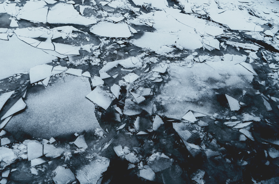 shattered ICE floating in the Ocean 