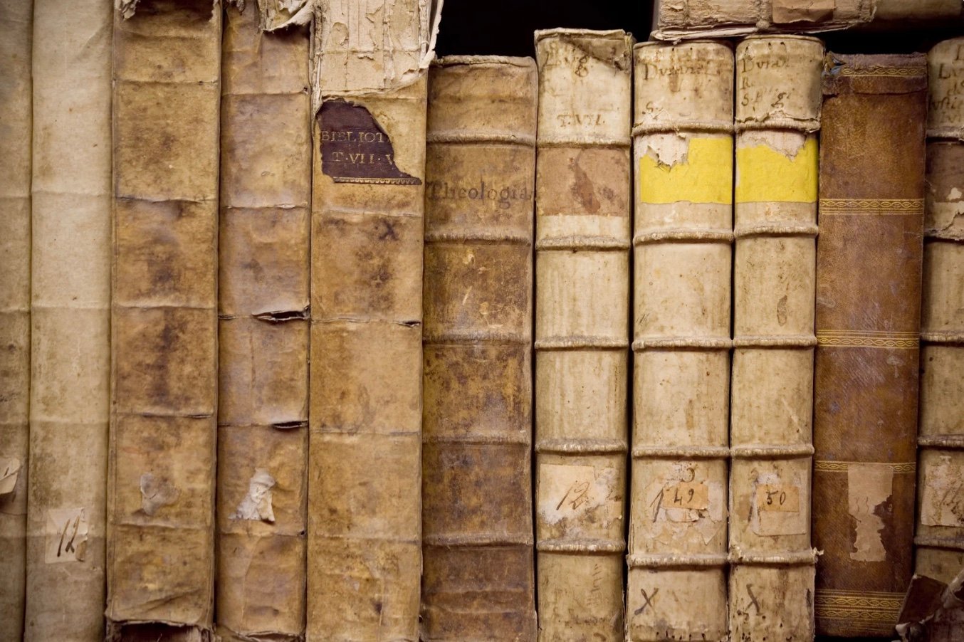 old books, positioned on a shelf