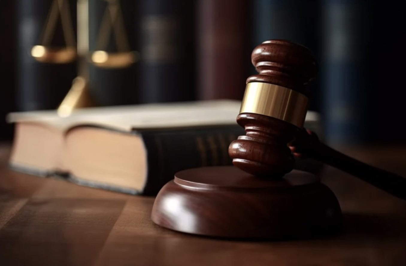 a judges gavel next to law books