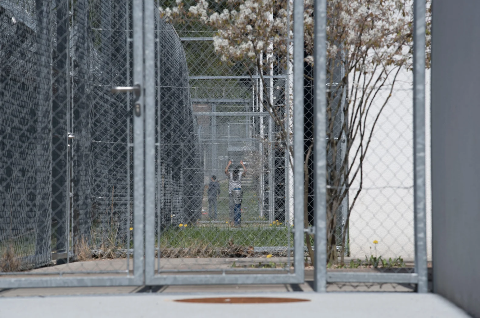 the front gates of a detention center 