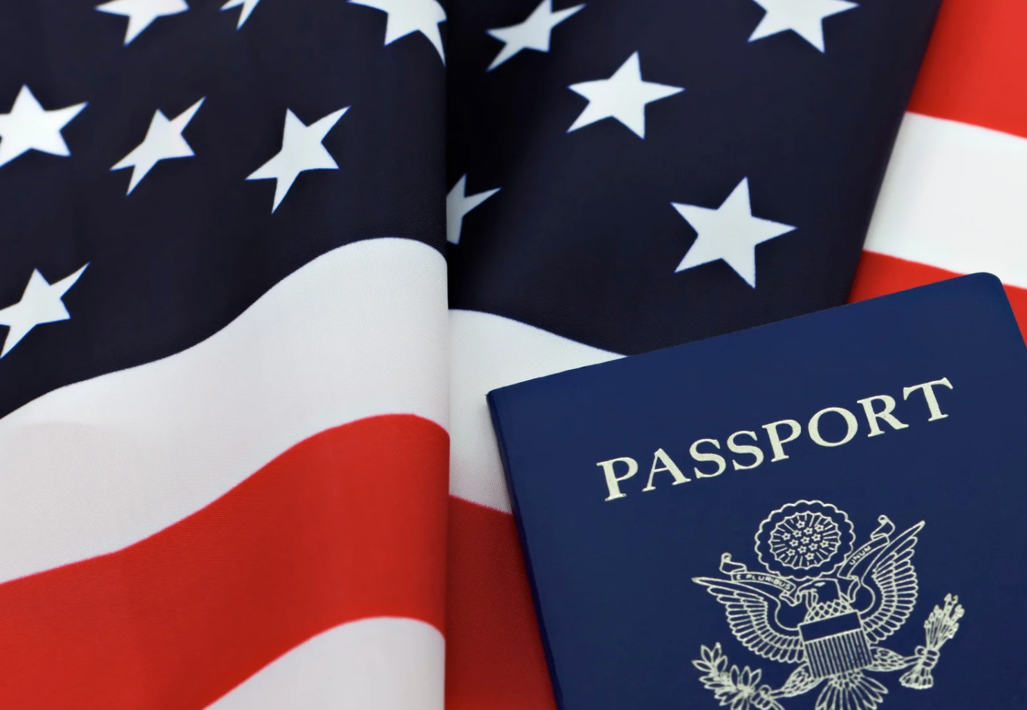 A passport on the american flag