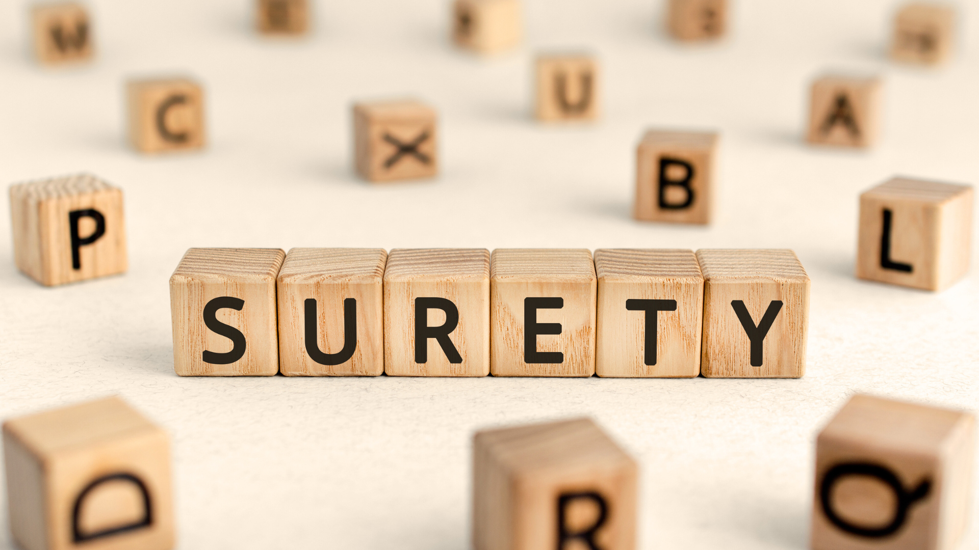 block letters spelling surety