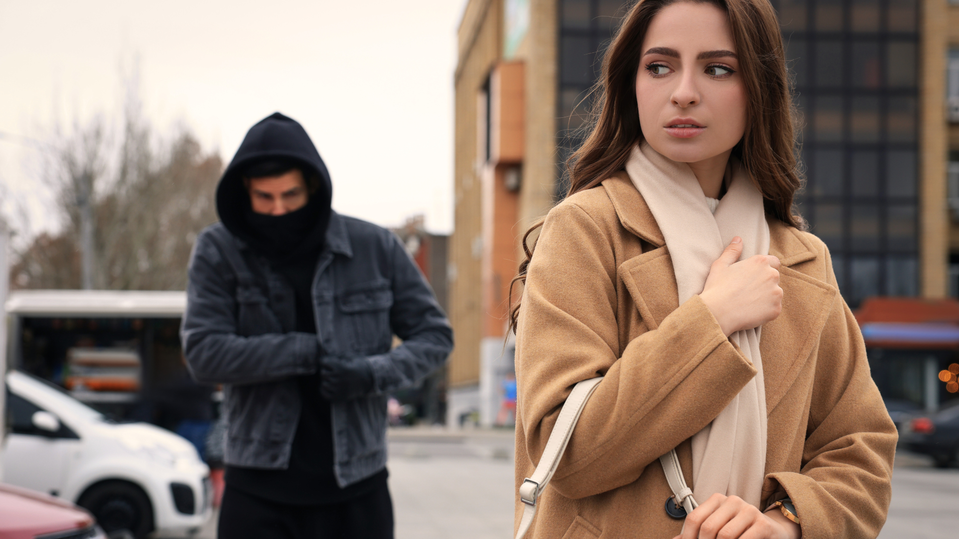 person stalking a woman