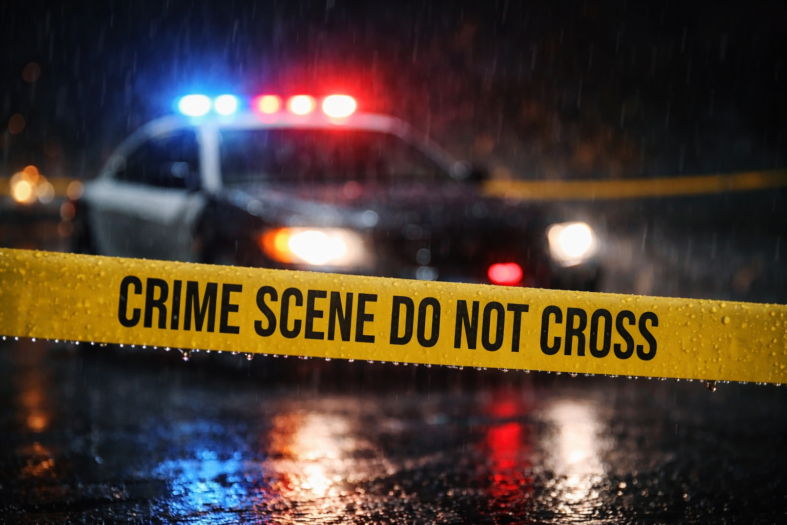 Crime Scene Tape in Rain