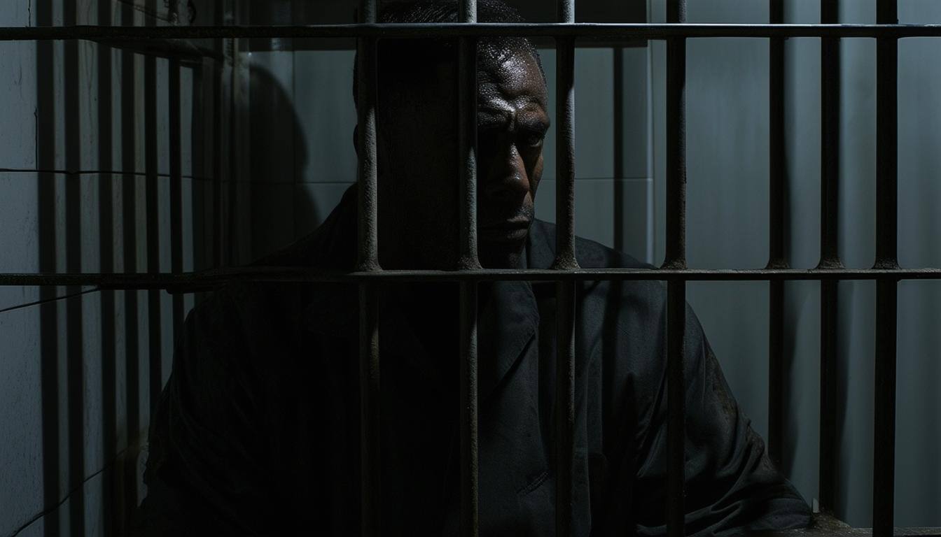 man in a jail cell